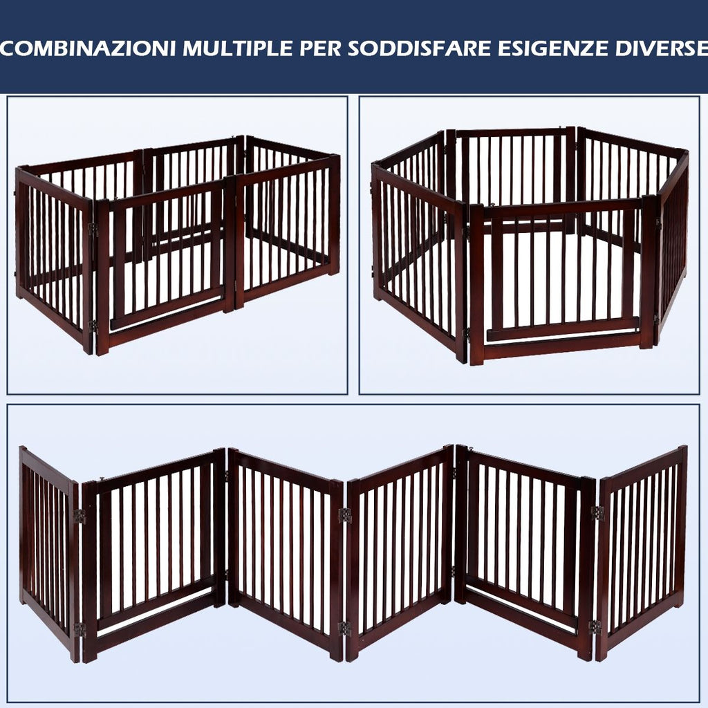 Cancello per Cani Pieghevole 3 Pezzi Cancelletto Di Sicurezza per Animali Domestici 206X61X1,8Cm