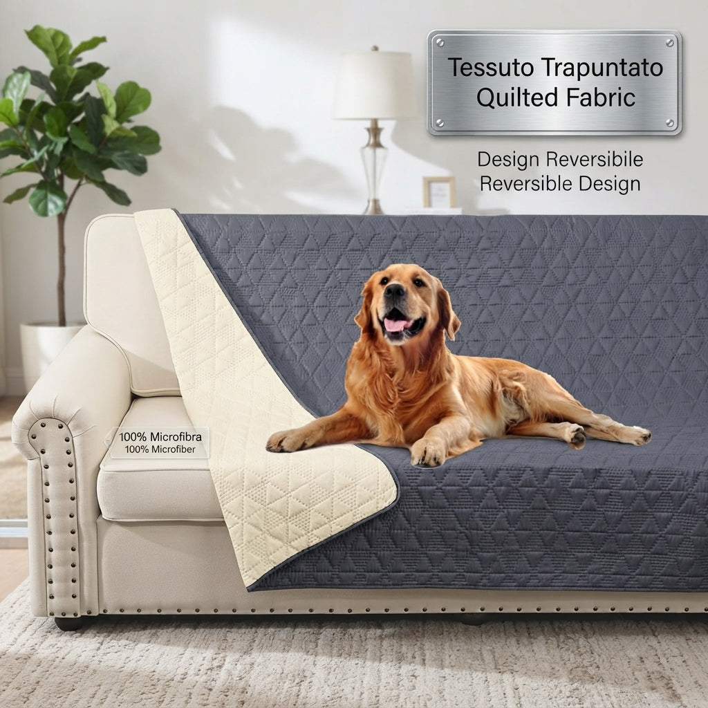 Copridivano per Cani Impermeabile, Coperta Impermeabile per Cani, Protezione per Mobili per Bambini, Bambini, Cane, Gatto, Fondo Antiscivolo (Grigio, 132-208Cm(1 Pack))