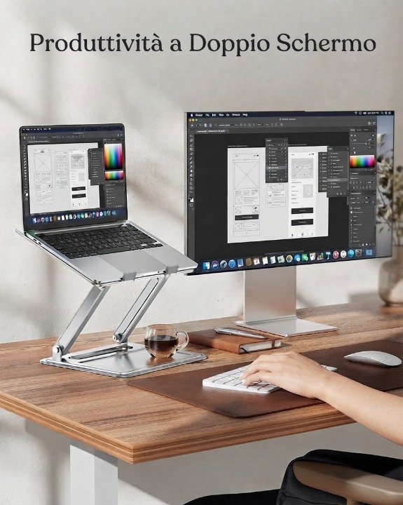 Supporto Laptop Ergonomico in Alluminio,Regolabile, Pieghevole e Stabile