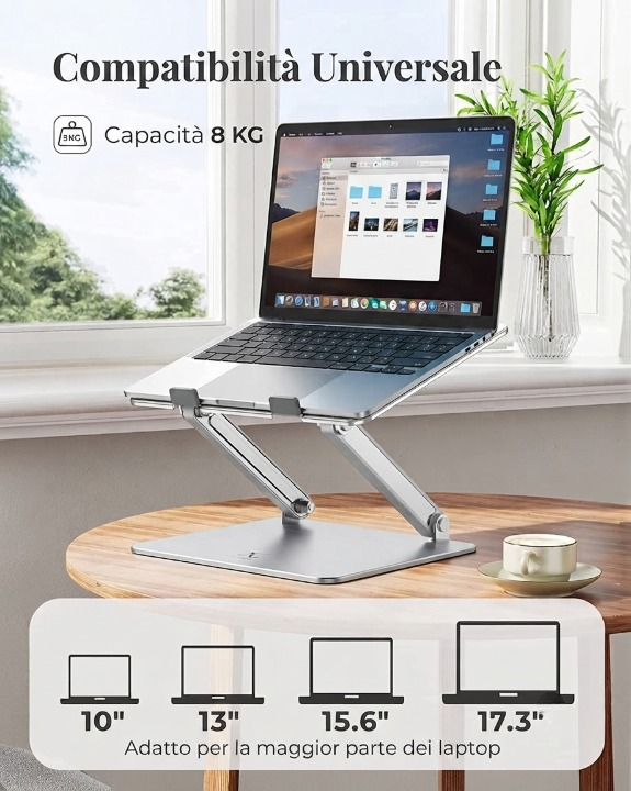 Supporto Laptop Ergonomico in Alluminio,Regolabile, Pieghevole e Stabile