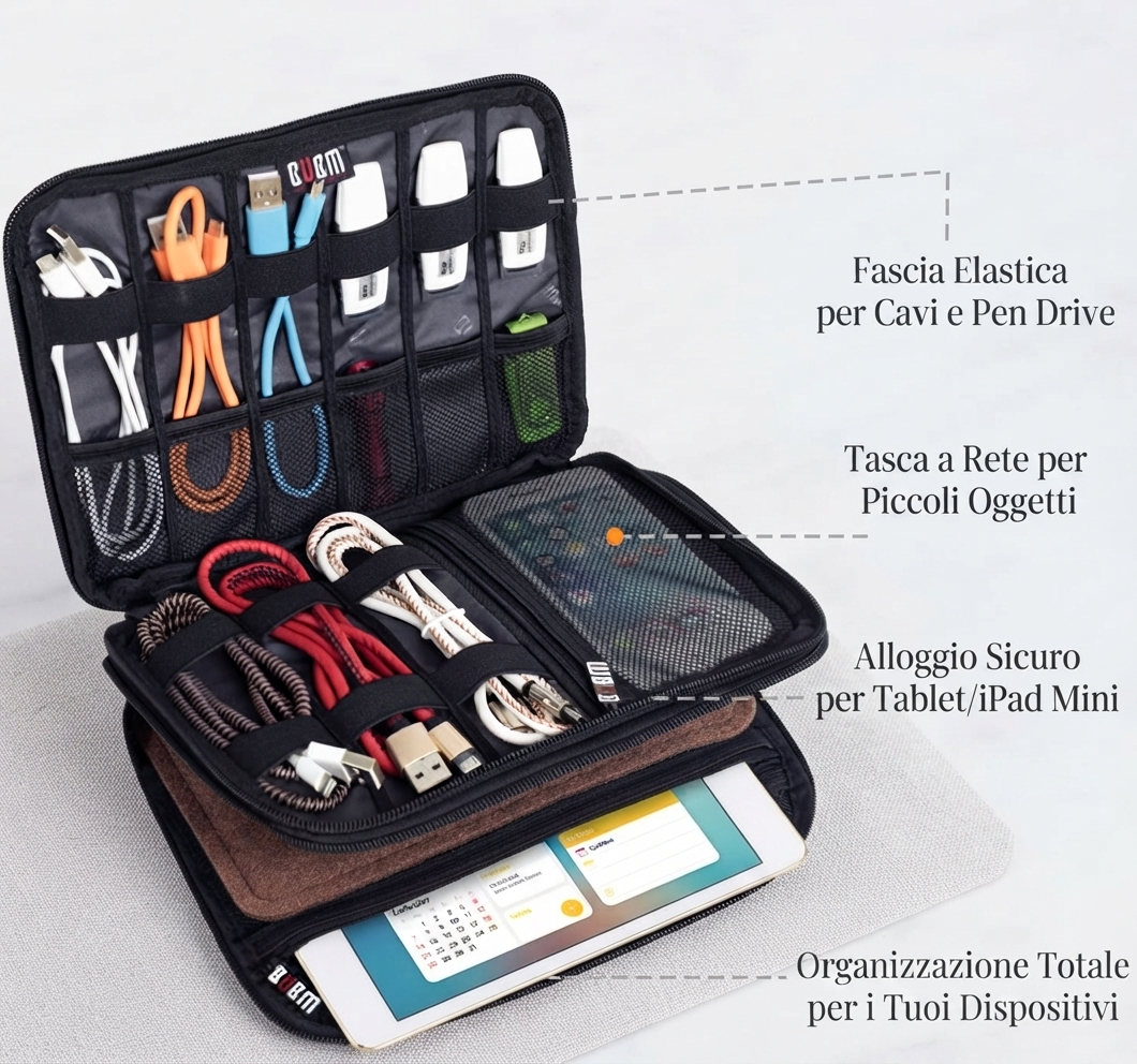 Organizer Tech a Doppio Strato BUBM, Custodia da Viaggio