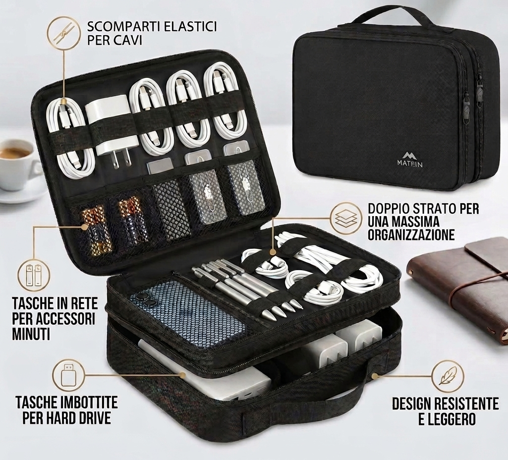 Custodia Organizer da Viaggio per Elettronica Matein