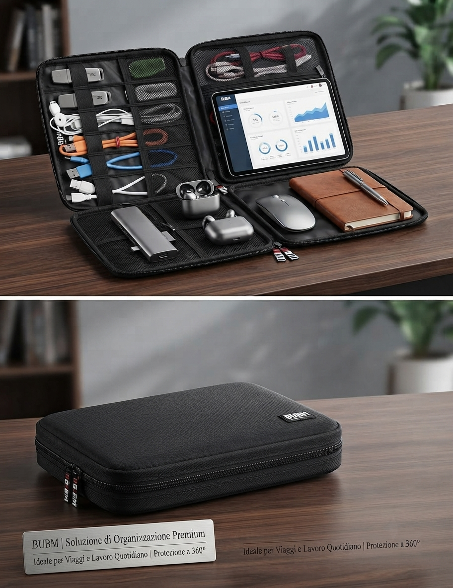 Organizer Tech a Doppio Strato BUBM, Custodia da Viaggio