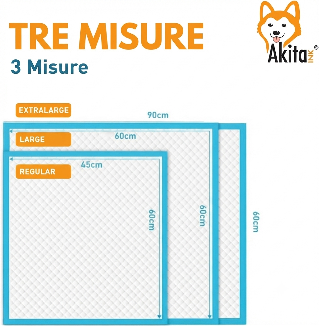 120 Tappetini Igienici per Cani 60x60cm, Alta Assorbenza e Controllo Odori, Akita Inu