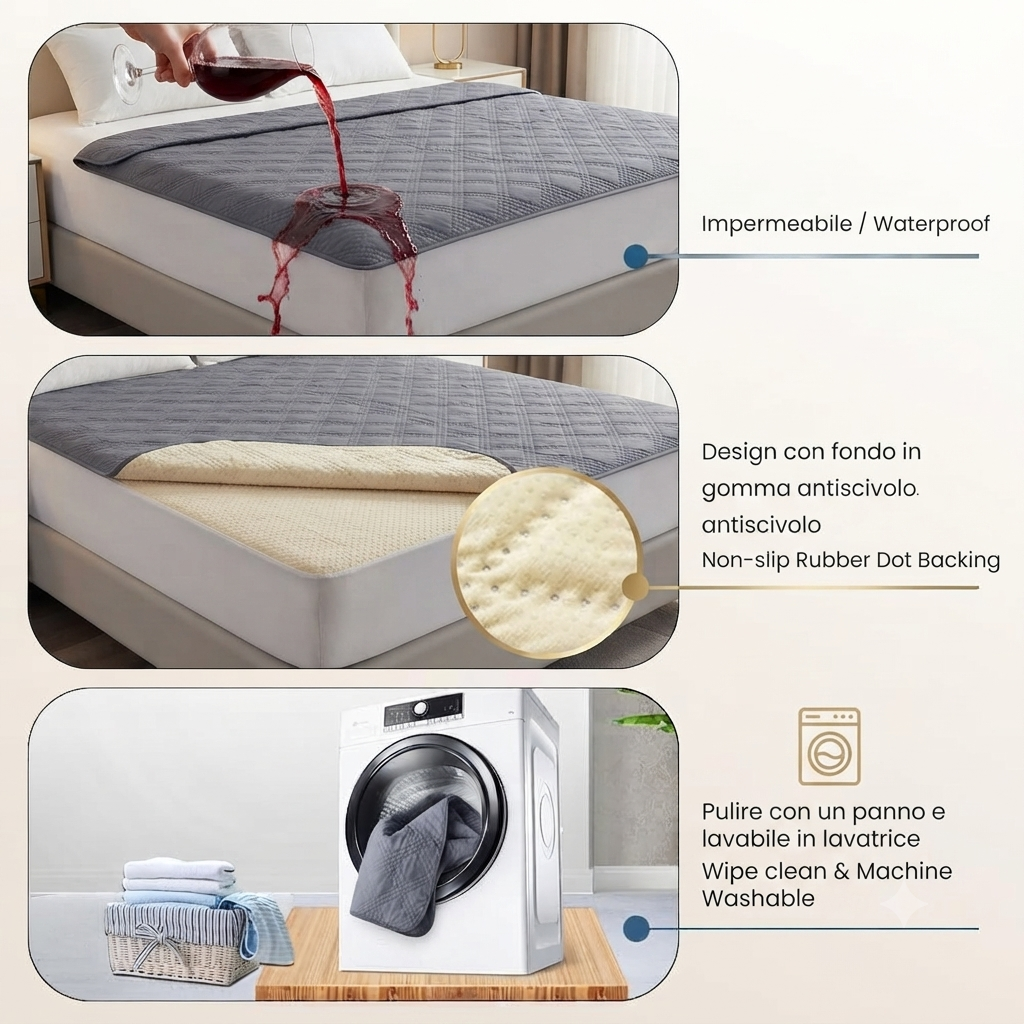 Copridivano per Cani Impermeabile, Coperta Impermeabile per Cani, Protezione per Mobili per Bambini, Bambini, Cane, Gatto, Fondo Antiscivolo (Grigio, 132-208Cm(1 Pack))