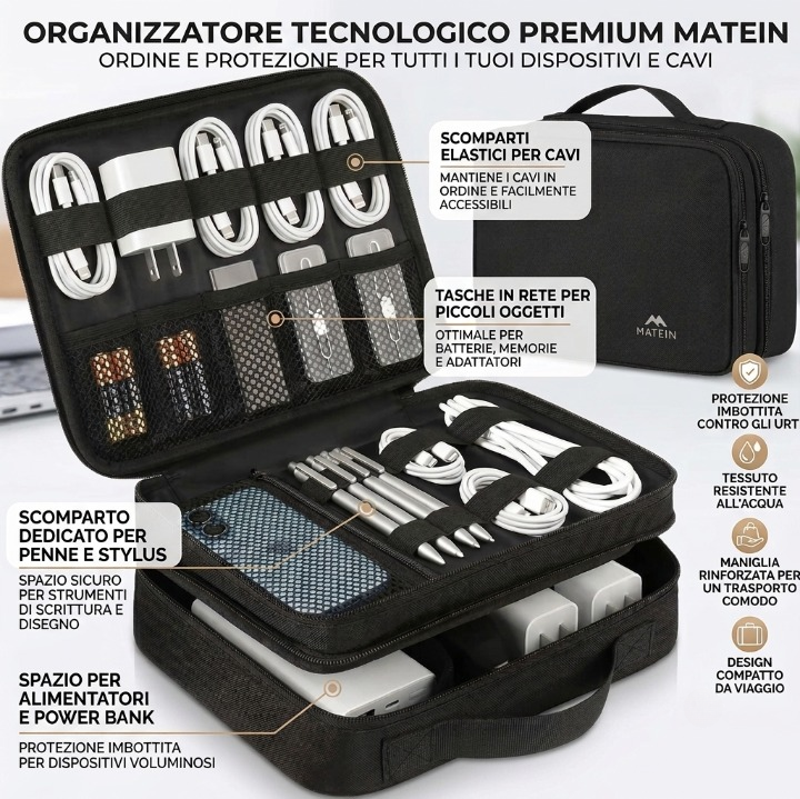 Custodia Organizer da Viaggio per Elettronica Matein