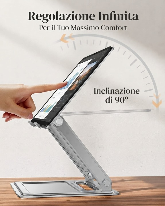 Supporto Laptop Ergonomico in Alluminio,Regolabile, Pieghevole e Stabile