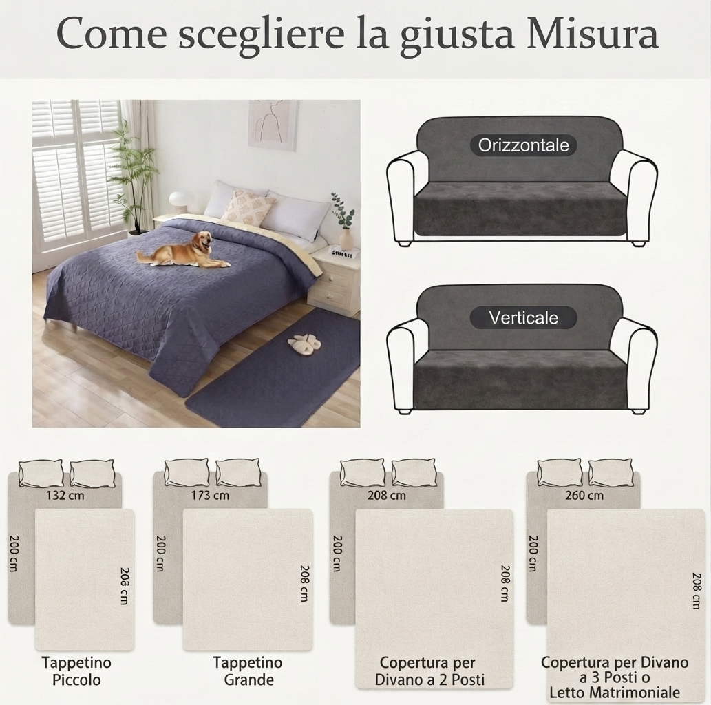 Copridivano per Cani Impermeabile, Coperta Impermeabile per Cani, Protezione per Mobili per Bambini, Bambini, Cane, Gatto, Fondo Antiscivolo (Grigio, 132-208Cm(1 Pack))