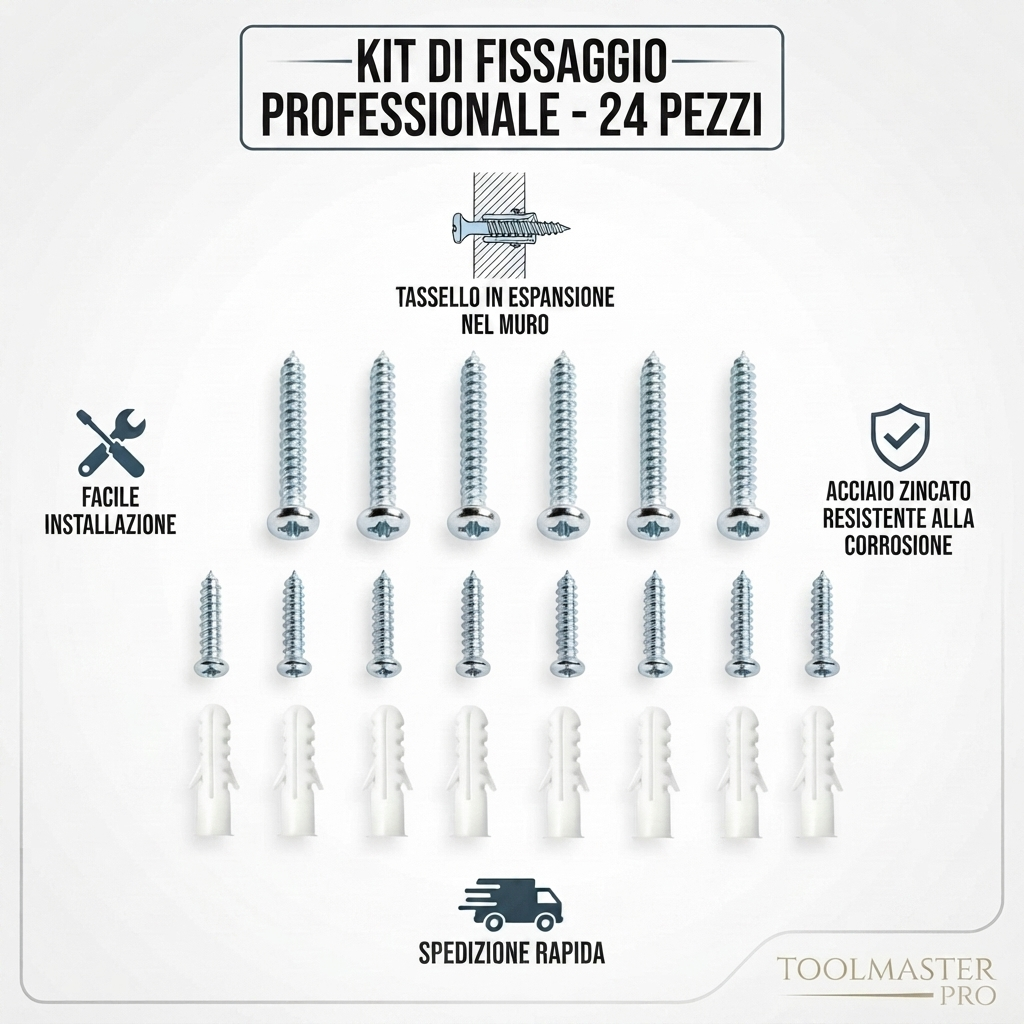 Set 6 Portautensili Magnetici da 46cm, Capacità 10kg per striscia.