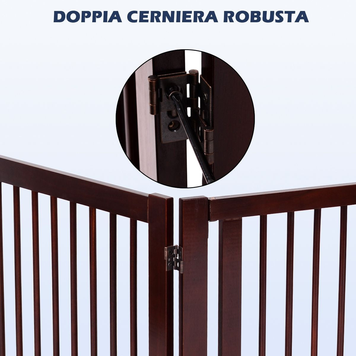 Cancello per Cani Pieghevole 3 Pezzi Cancelletto Di Sicurezza per Animali Domestici 206X61X1,8Cm